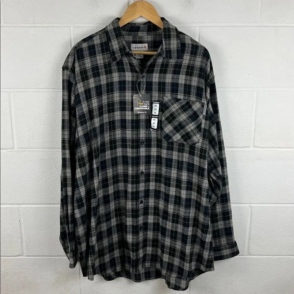 Carhartt men’s standard fit plaid flannel button down shirt size XL NWT